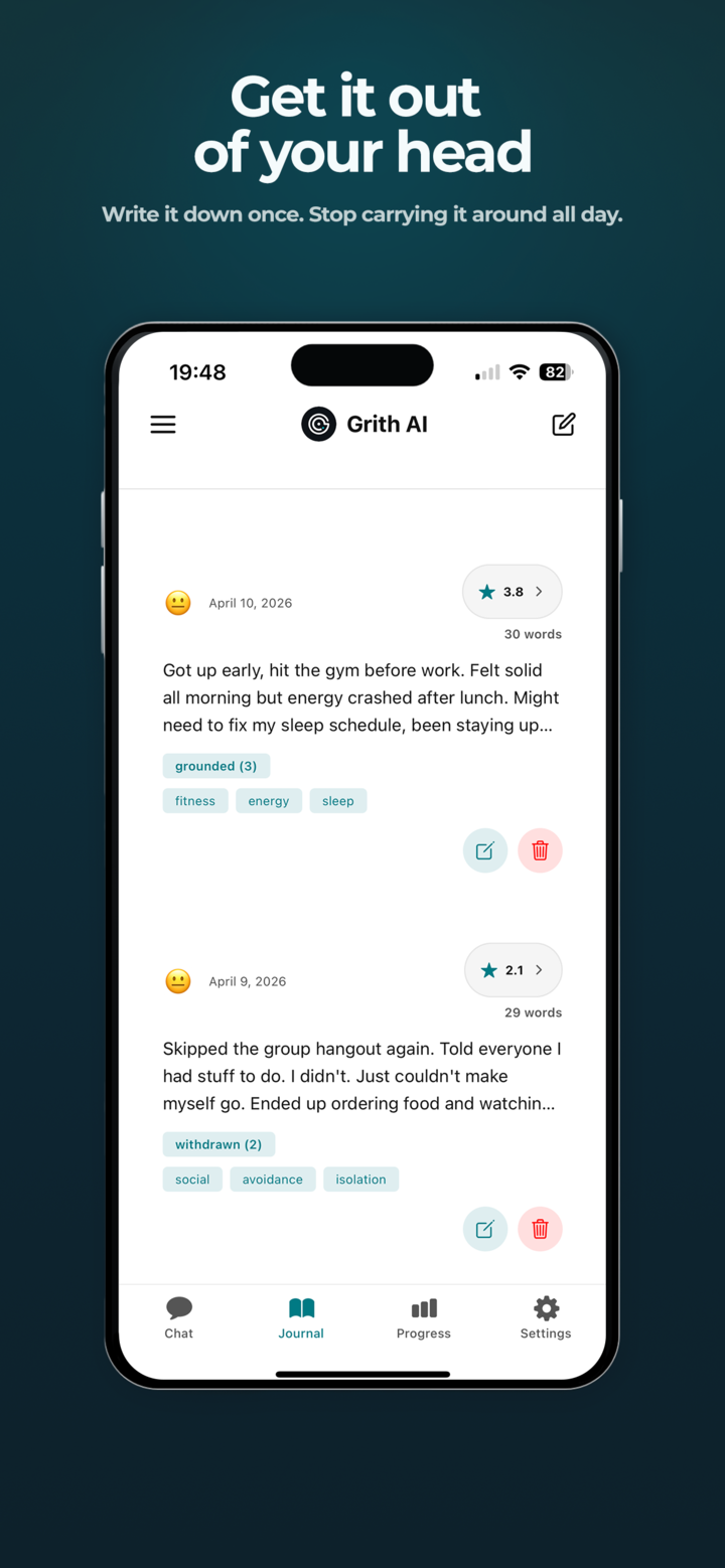 Grith journal screen