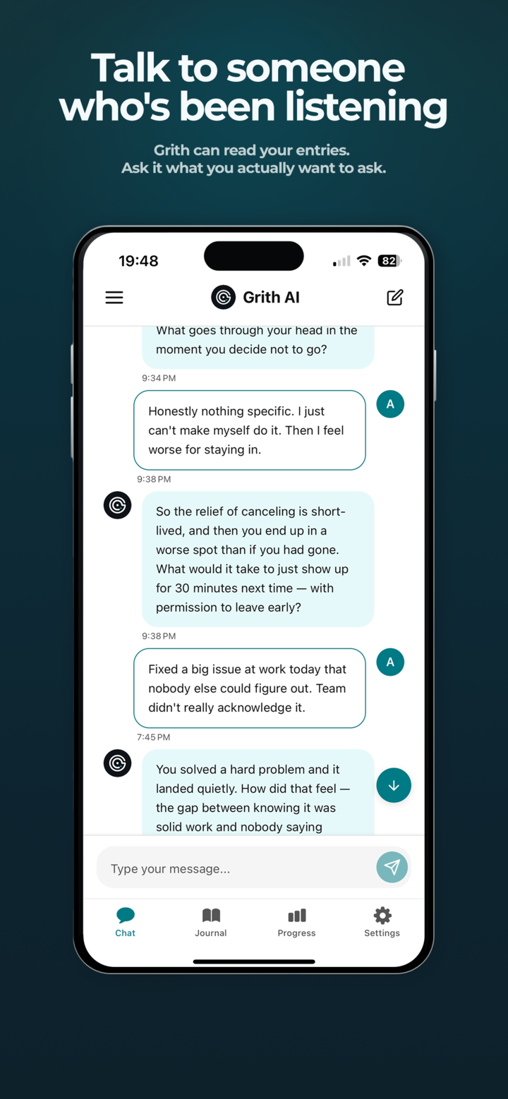 Grith AI reflection chat